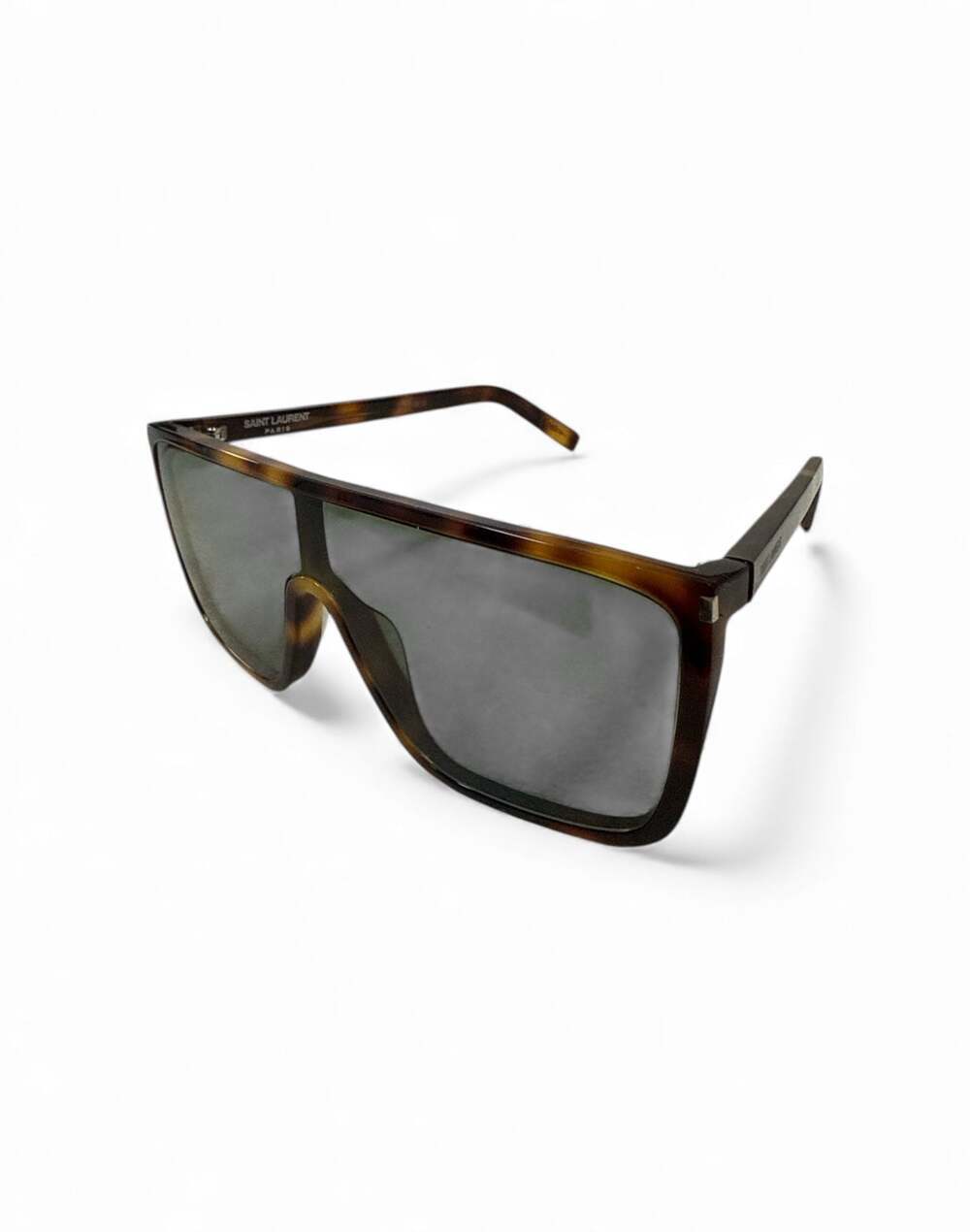 Saint Laurent Black/Brown Tortoise Acetate Mask Ace Sunglasses 364 MASK ACE